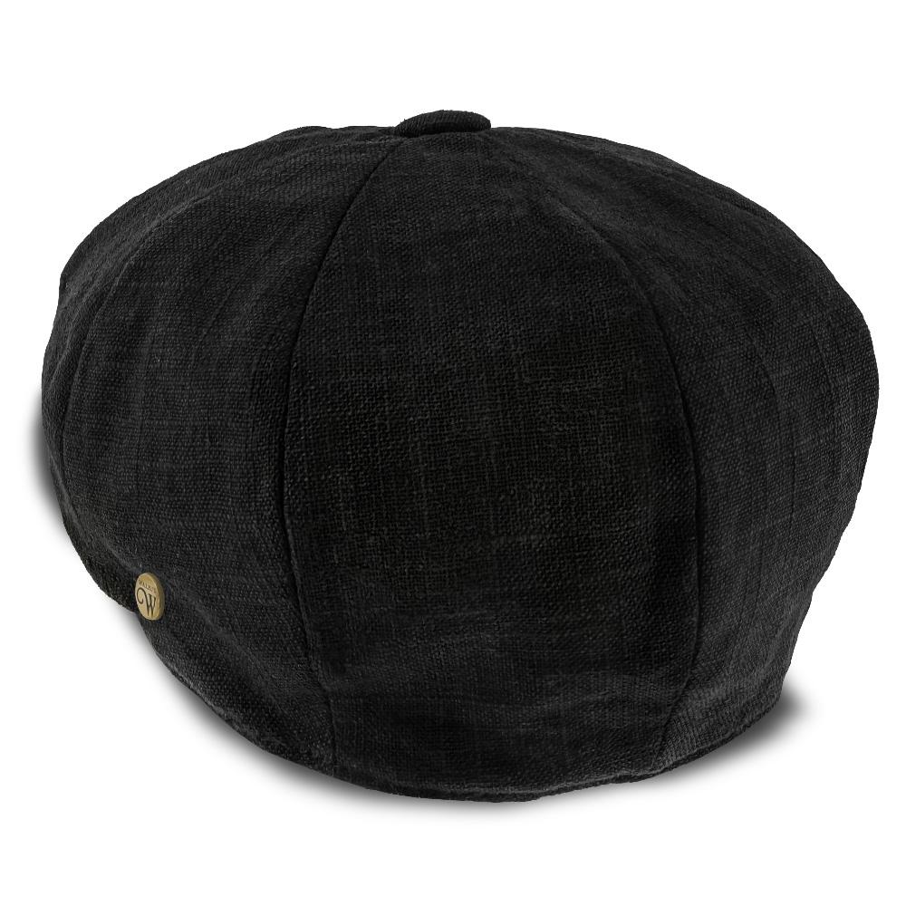 Boardwalk-Walrus Hats Black Linen/Cotton Blend 8 Panel Newsboy Cap - Image 6
