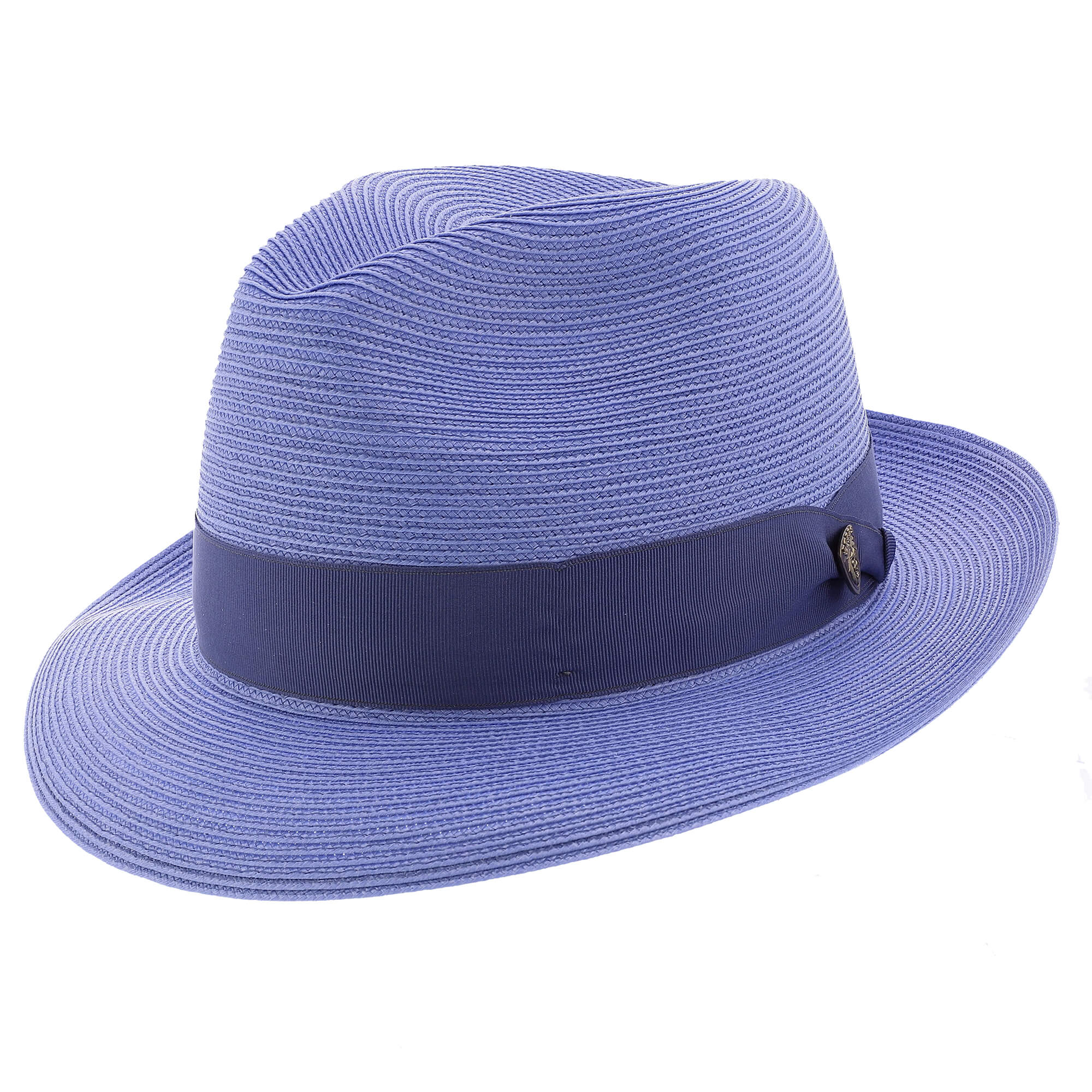 Classic Blue Straw Fedora Hat - Image 4
