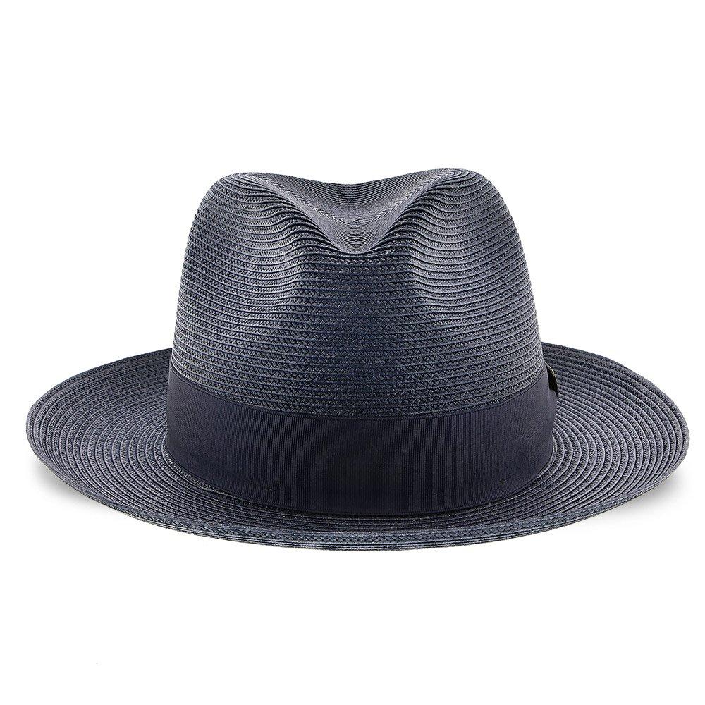 Classic Blue Straw Fedora Hat - Image 16