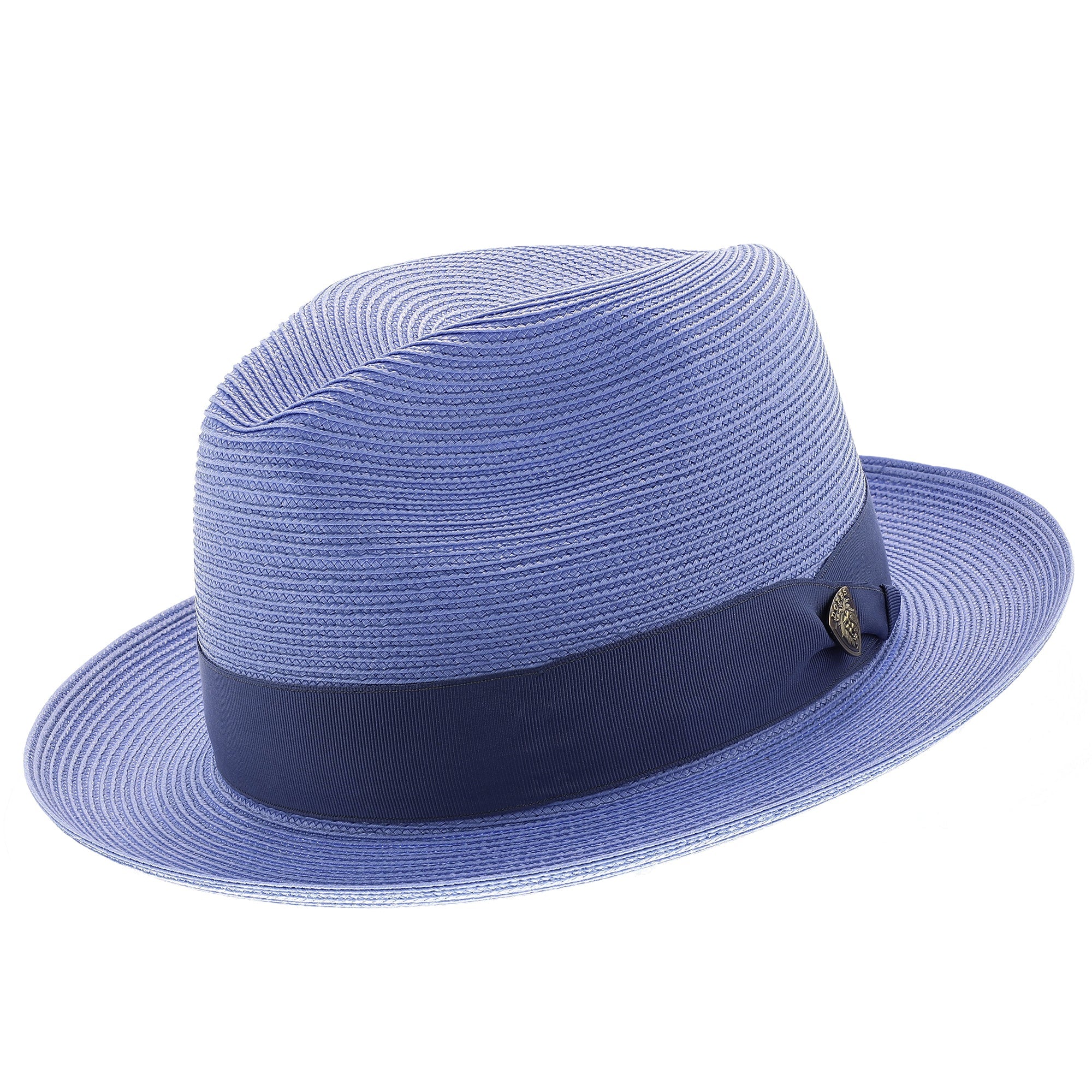 Classic Blue Straw Fedora Hat - Image 5