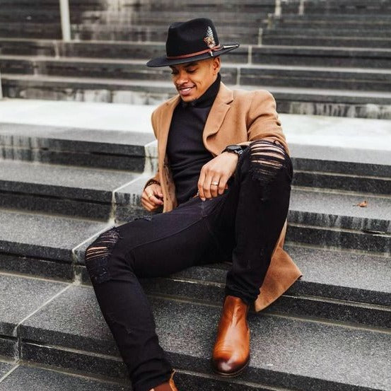 Classic Men's Felt Black Fedora Hat - Image 5