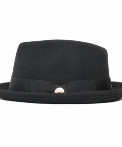 Classic Pork Pie Fedora Hat-Black