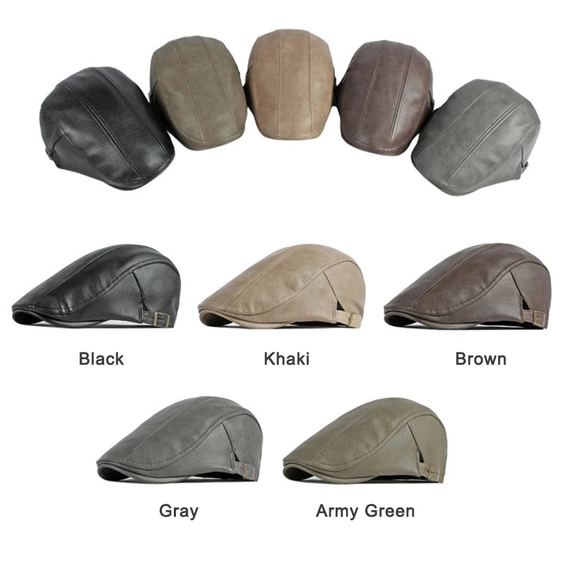 Classic PU Leather Flat Cap - Image 5