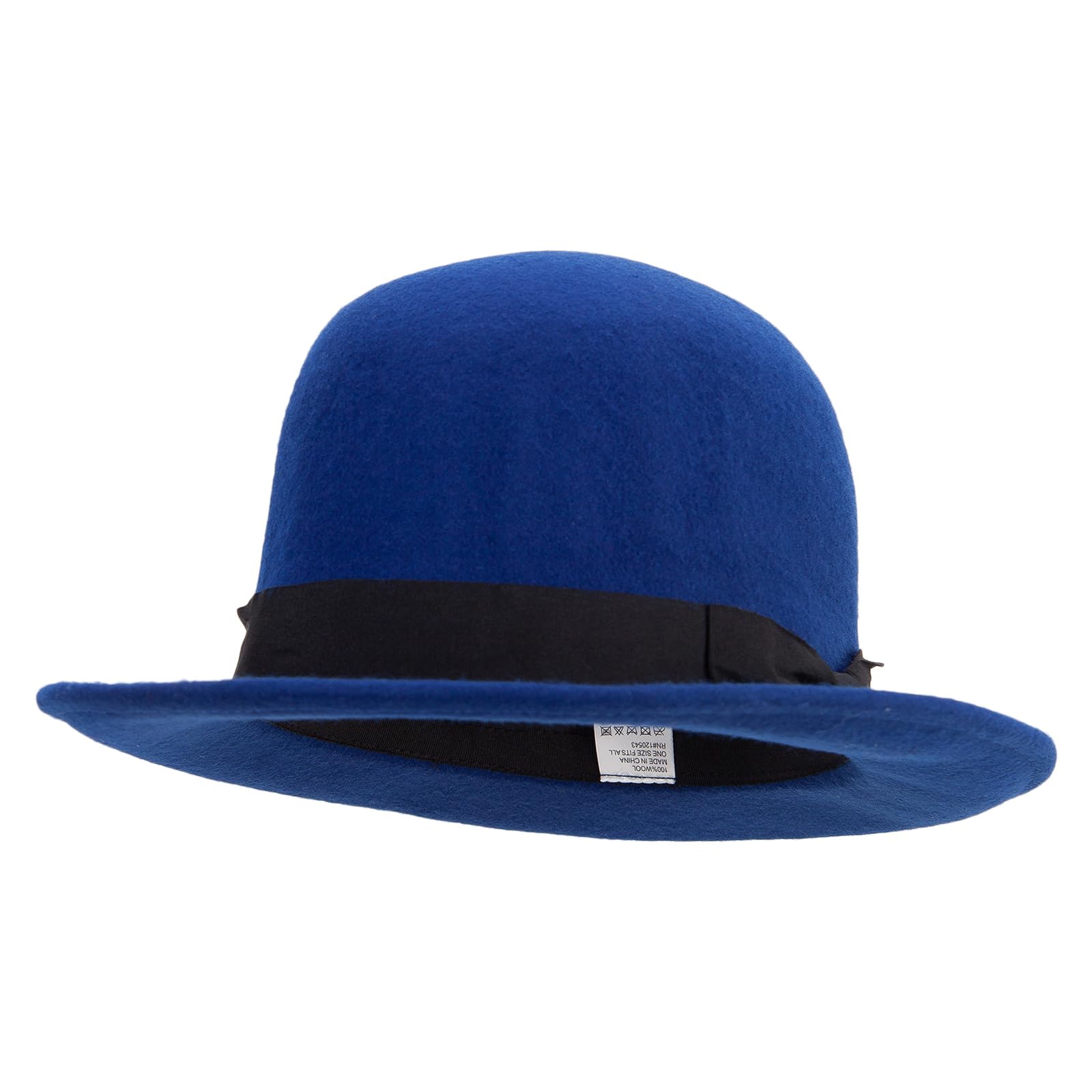 Classic Women's Bowler Wool Felt Hat in Blue - Image 5