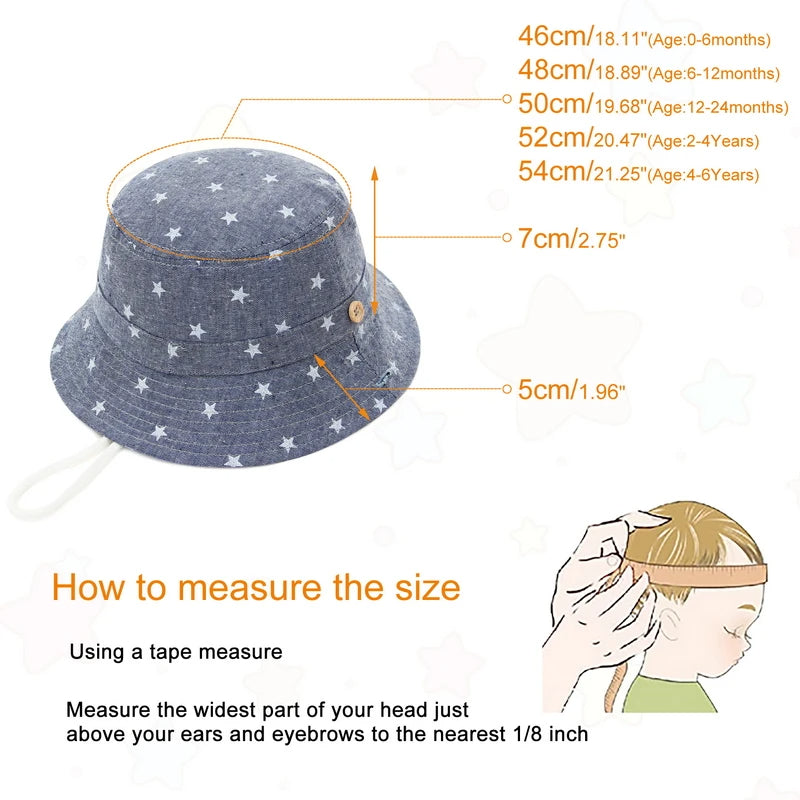 Cotton Cartoon Stars Printed Soft Baby Bucket Hat - Image 4