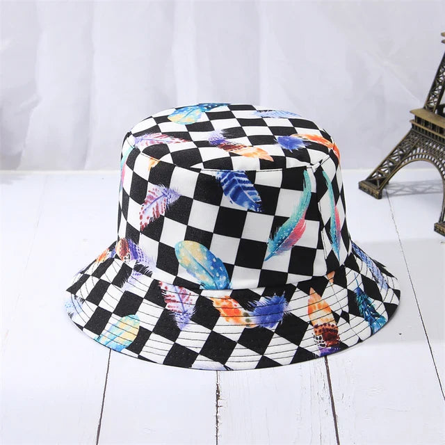 Cotton Check Print Bucket Hat Sun Hats - Image 4