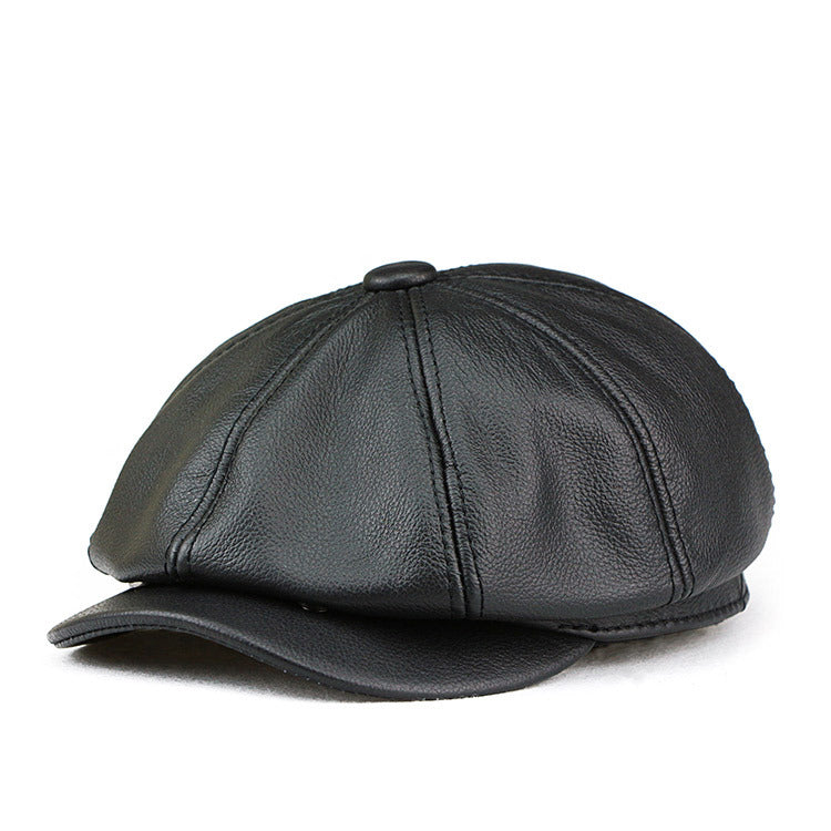 Delicate Leather Flat Top Hat - Image 3