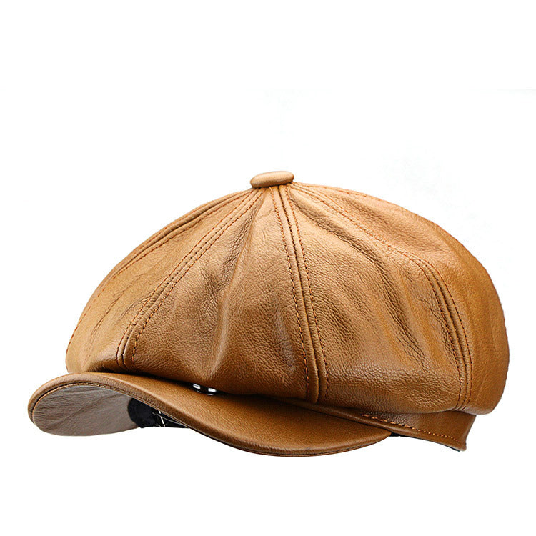 Delicate Leather Flat Top Hat - Image 2