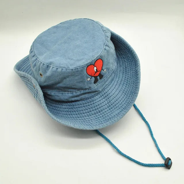 Denim Bucket Hat Foldable Embroidered Pot Hat - Image 13