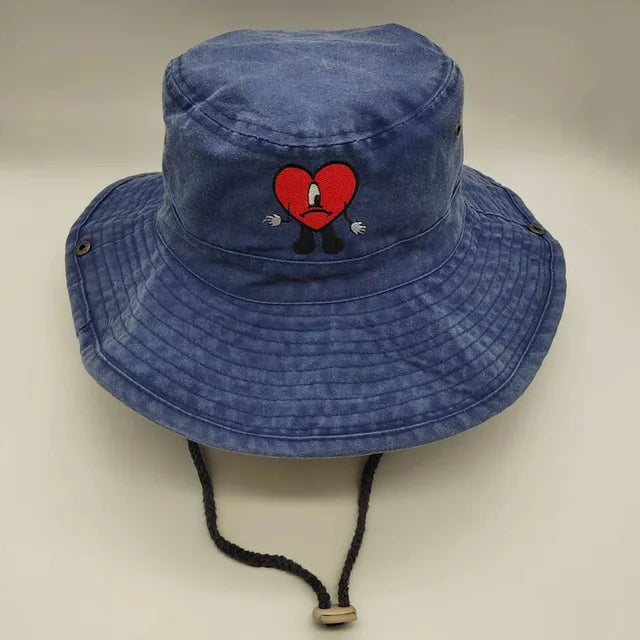 Denim Bucket Hat Foldable Embroidered Pot Hat - Image 11