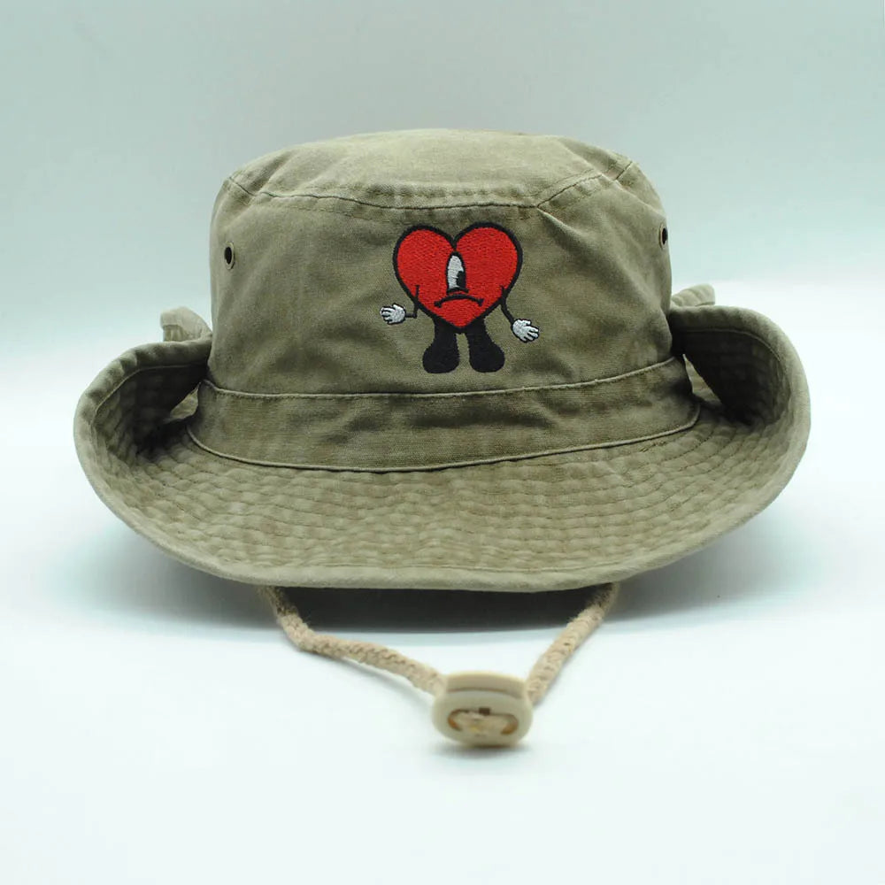Denim Bucket Hat Foldable Embroidered Pot Hat - Image 6