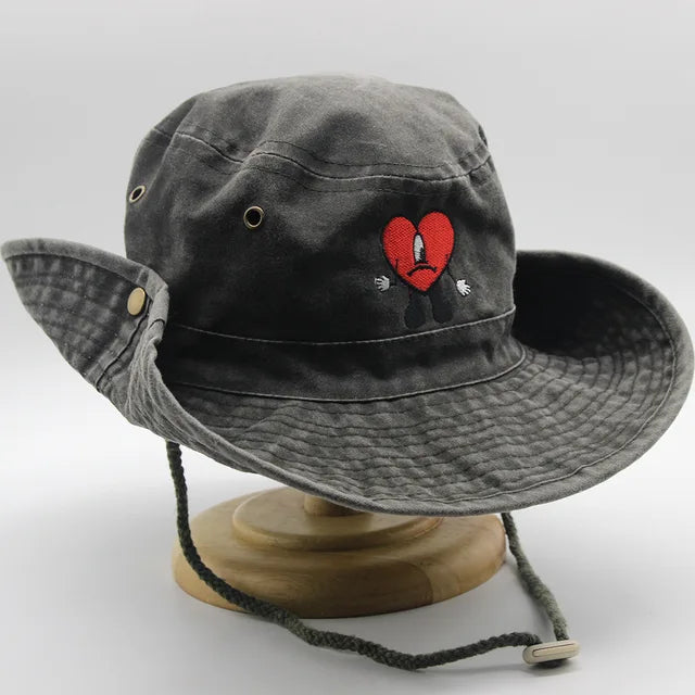 Denim Bucket Hat Foldable Embroidered Pot Hat - Image 9