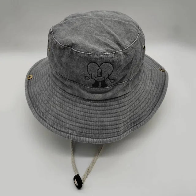 Denim Bucket Hat Foldable Embroidered Pot Hat - Image 10