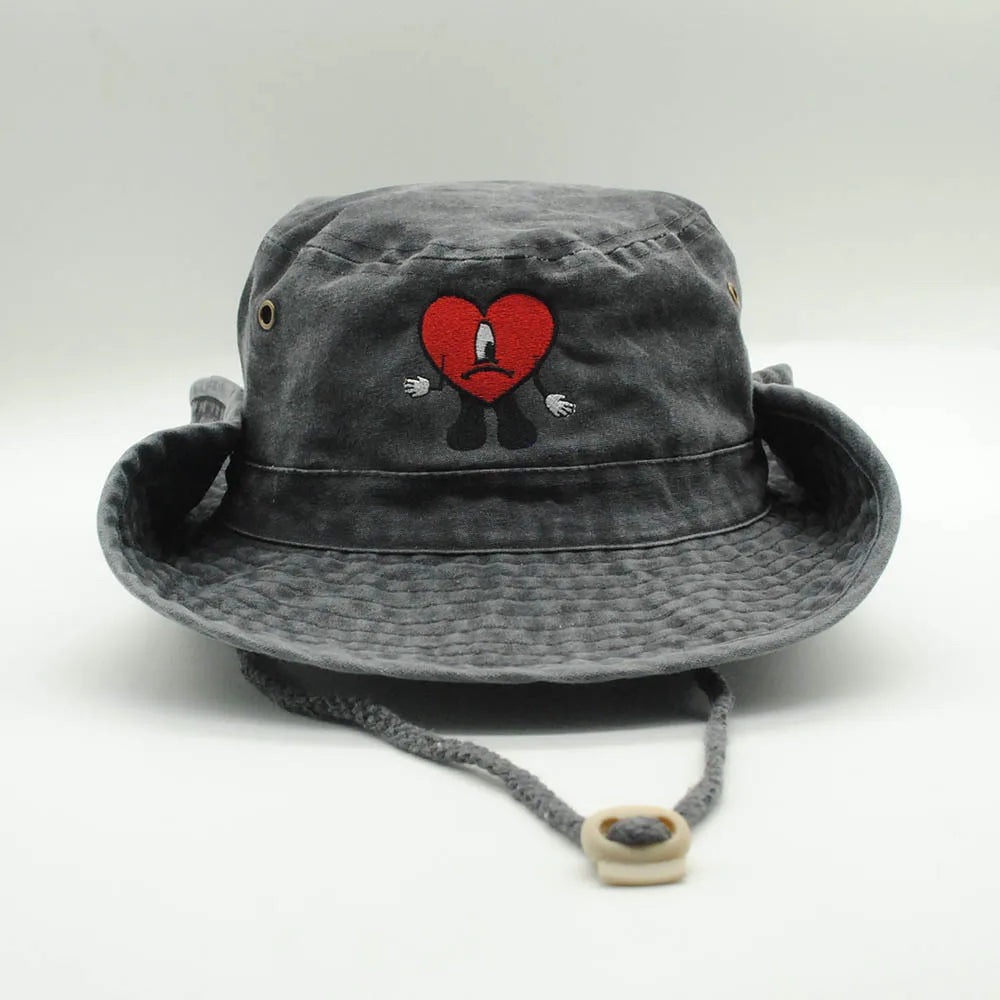 Denim Bucket Hat Foldable Embroidered Pot Hat - Image 2