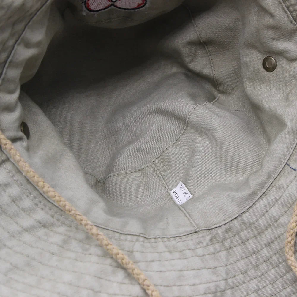 Denim Bucket Hat Foldable Embroidered Pot Hat - Image 5