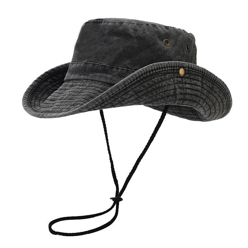 Denim Cowboy Bucket Hat with String Sun Hat - Image 12