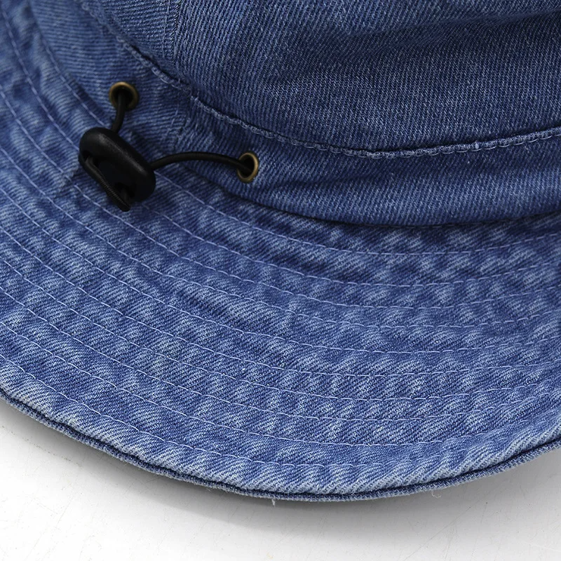 Denim Cowboy Bucket Hat with String Sun Hat - Image 10