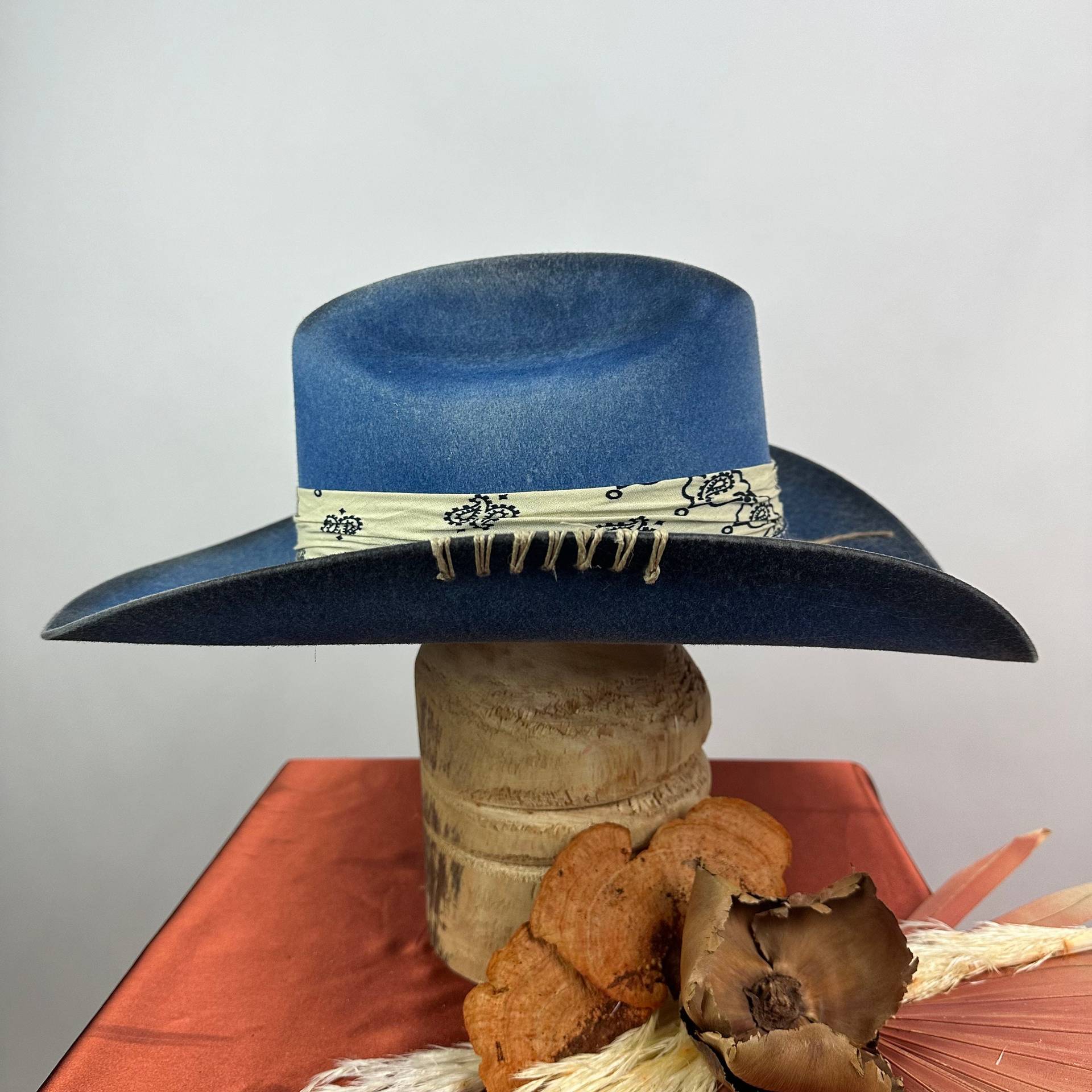 Distressed Fedora Adorned With Scarf Feather And Rope - Image 2