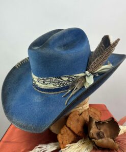 Distressed Fedora Adorned With Scarf Feather And Rope