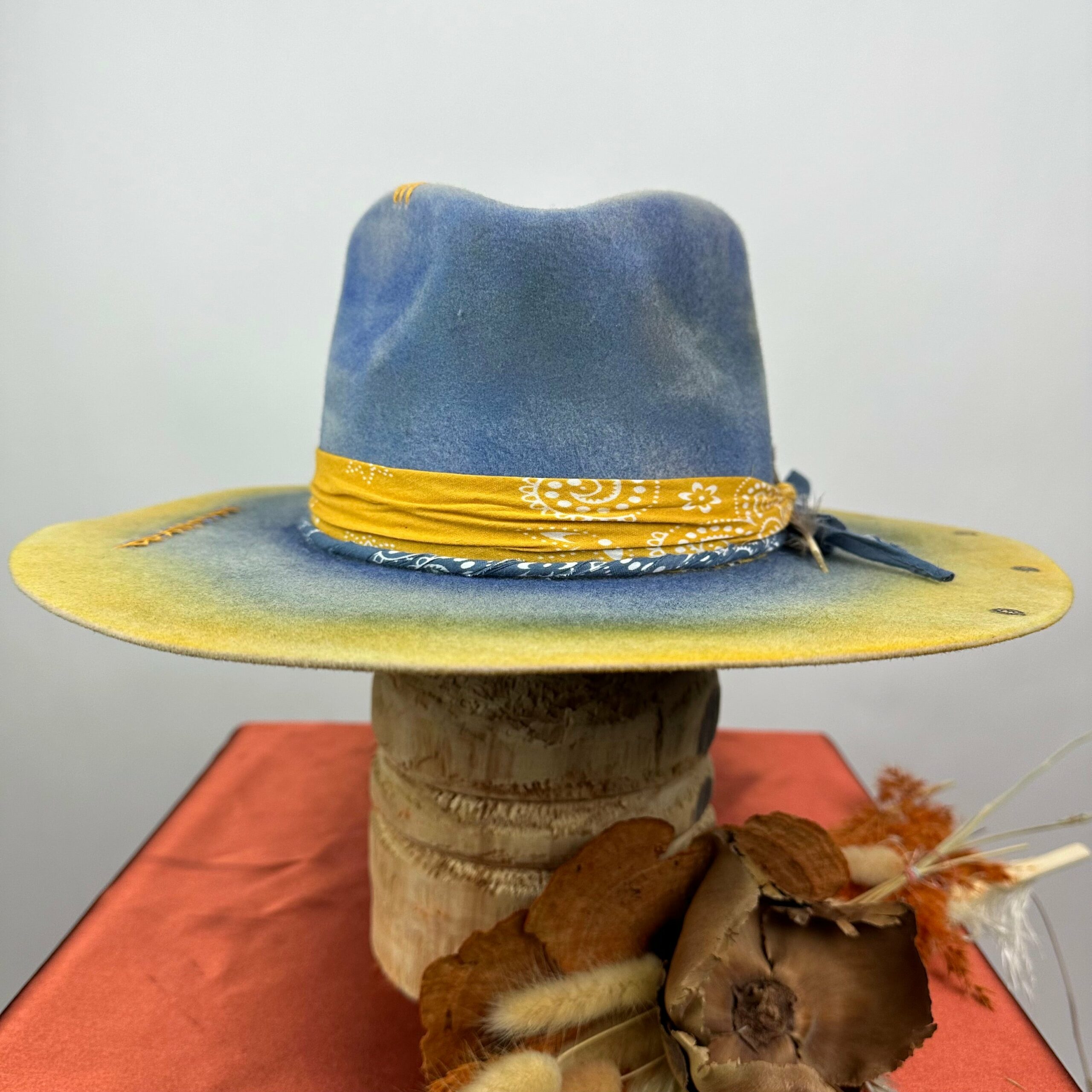 Distressed Fedora Blue Ombre Road Warrior - Image 3