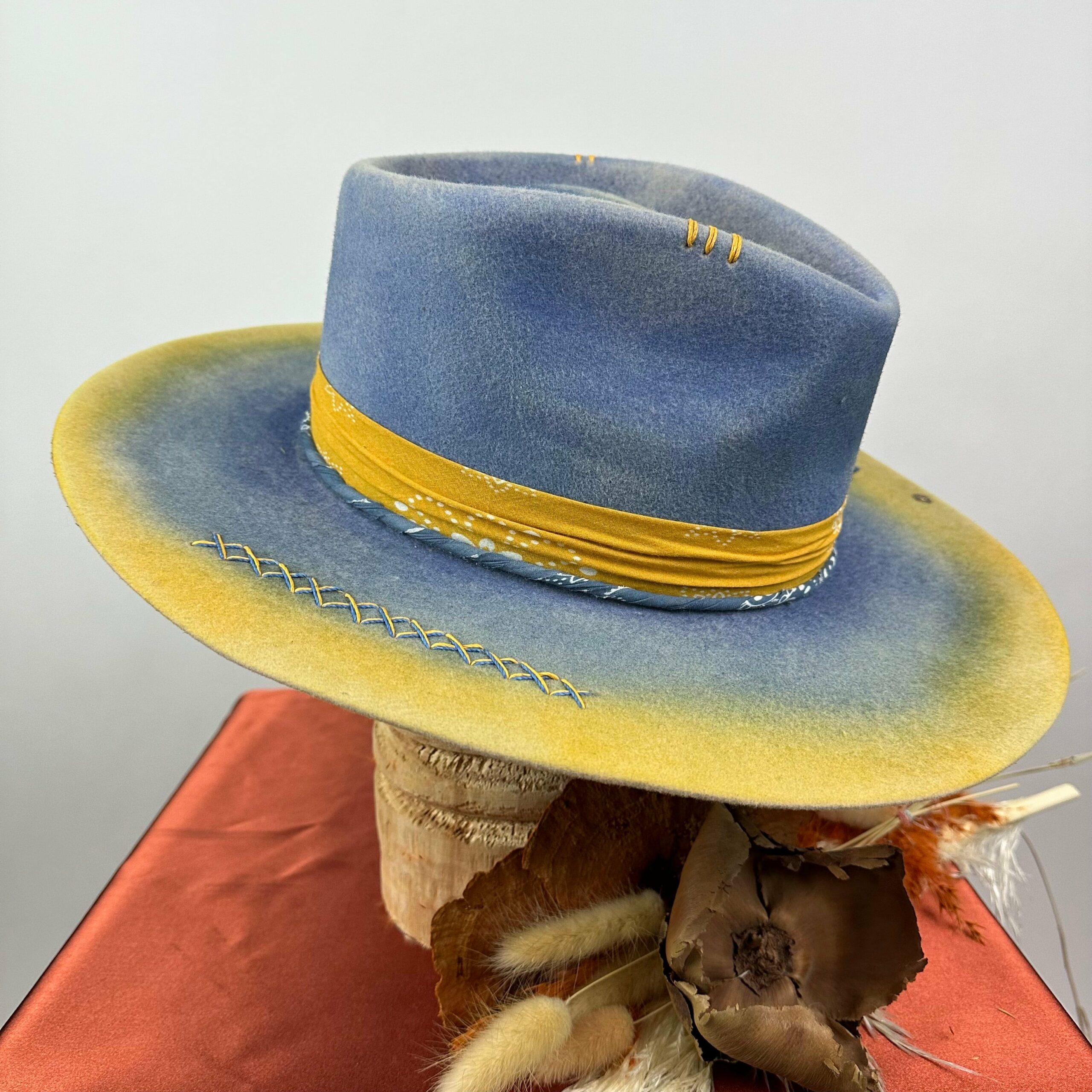 Distressed Fedora Blue Ombre Road Warrior - Image 5