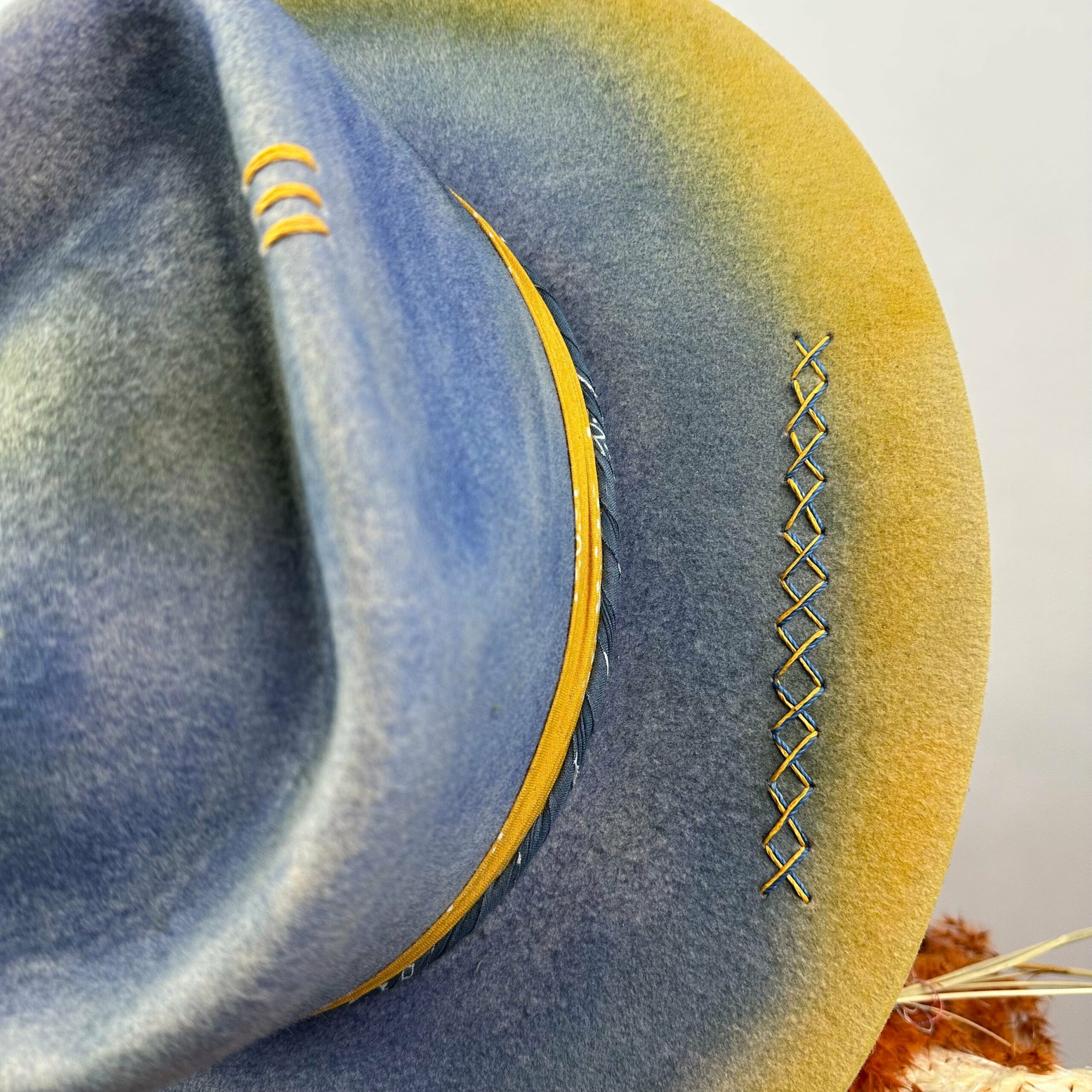 Distressed Fedora Blue Ombre Road Warrior - Image 6