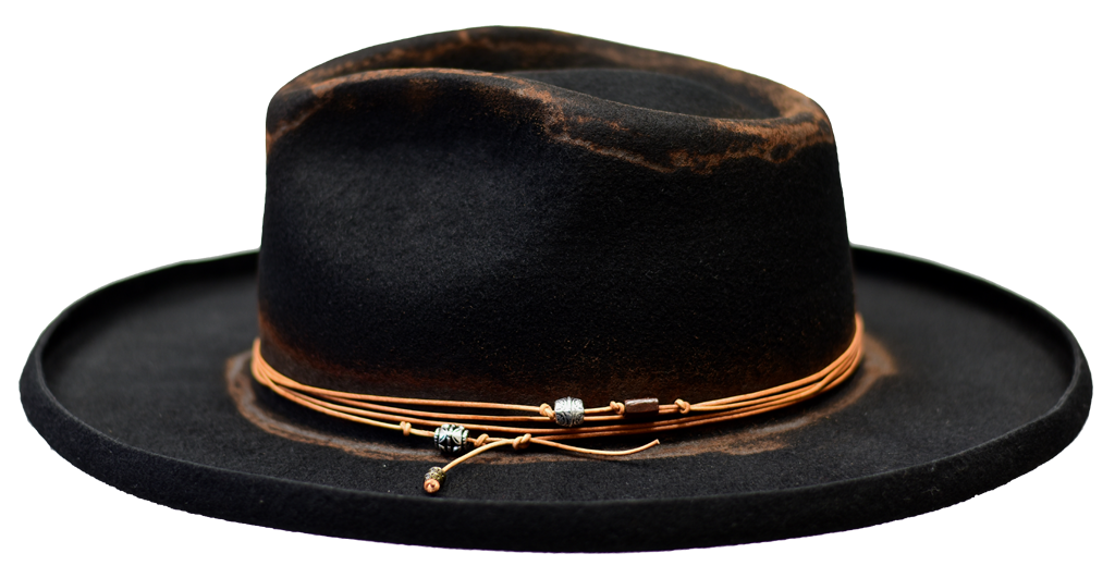 Distressed Wide Brim Wool Felt Fedora Hat - Image 3