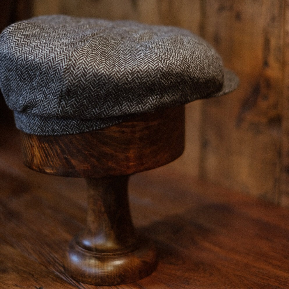 Eight Piece Classic Gray Herringbone Wool Newsboy Hat - Image 6