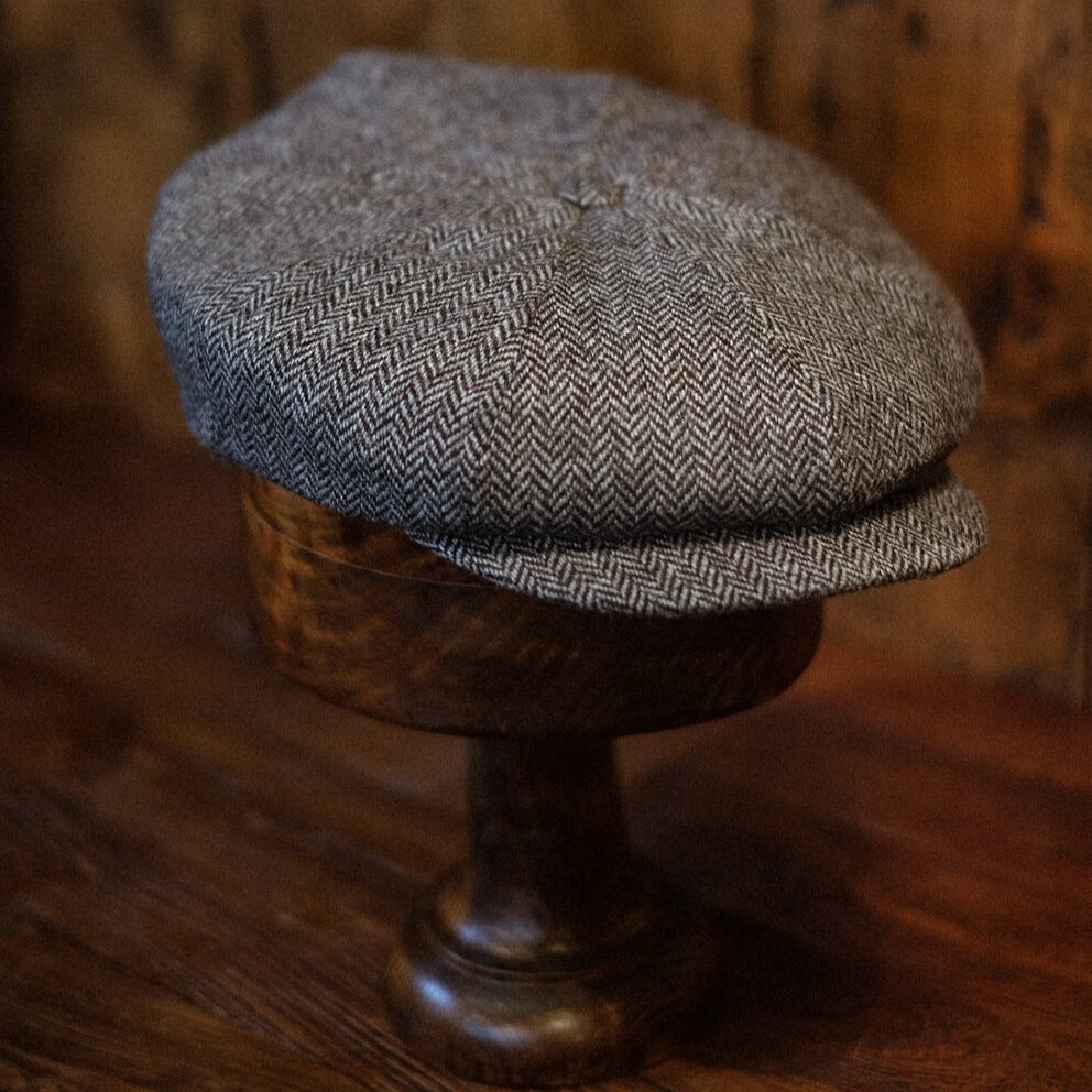 Eight Piece Classic Gray Herringbone Wool Newsboy Hat - Image 3