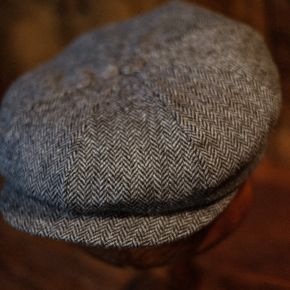 Eight Piece Classic Gray Herringbone Wool Newsboy Hat - Image 2