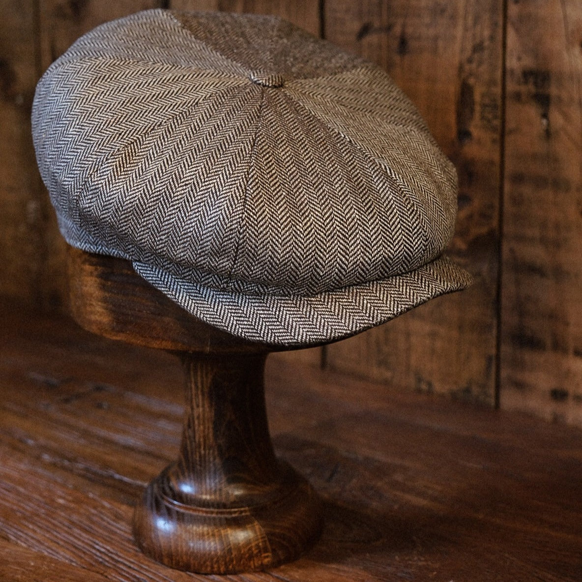 Eight Piece Grey Herringbone Linen Newsboy Cap - Image 6