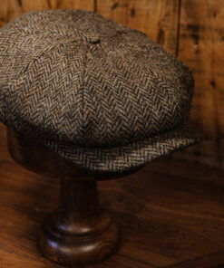 Eight Piece Light Brown Herringbone Wool Newsboy Cap