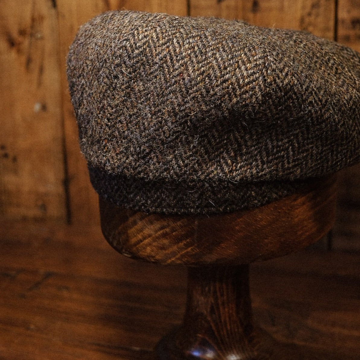 Eight Piece Light Brown Herringbone Wool Newsboy Cap - Image 3