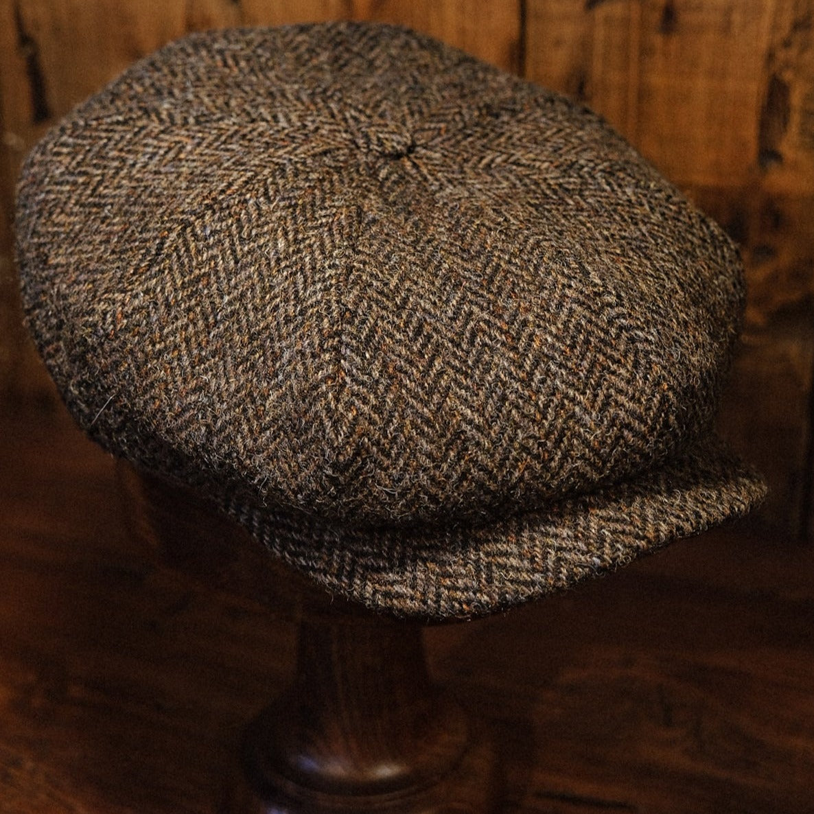 Eight Piece Light Brown Herringbone Wool Newsboy Cap - Image 2