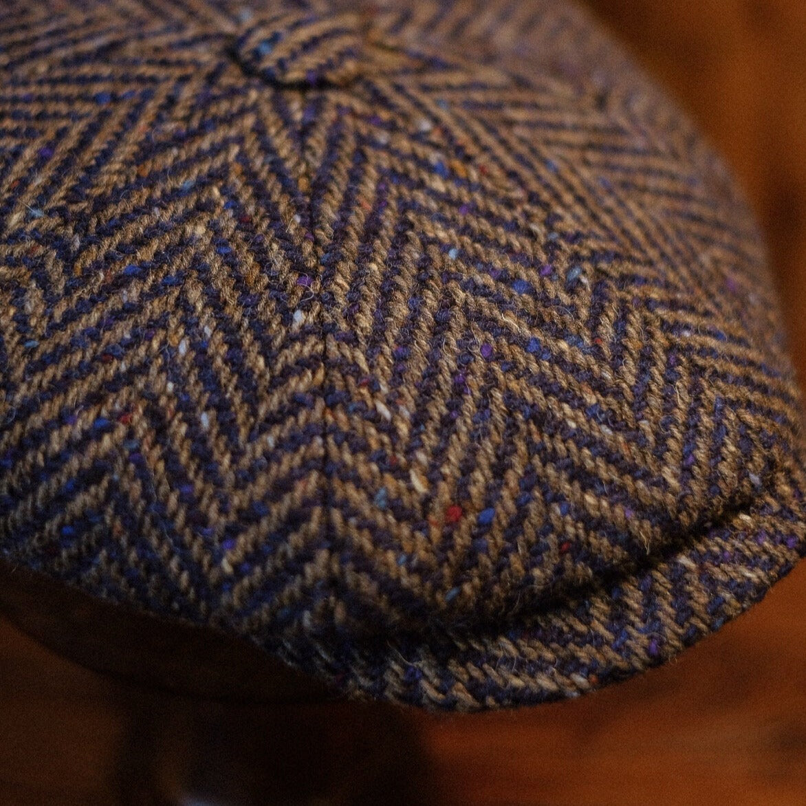 Eight Piece Navy Herringbone Newsboy Cap - Image 2