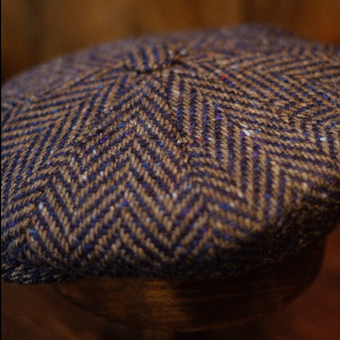 Eight Piece Navy Herringbone Newsboy Cap - Image 6