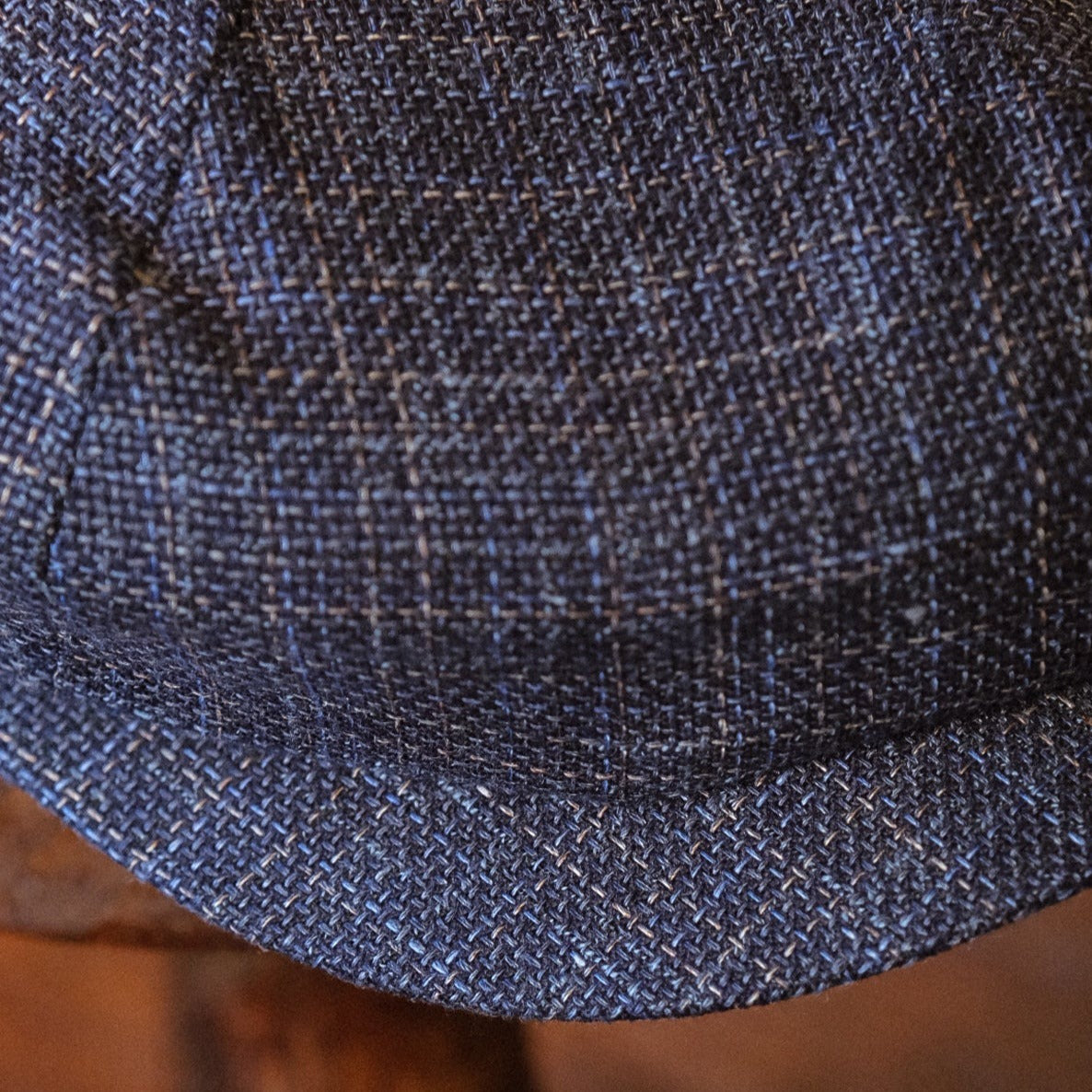 Eight Piece Navy Hopsack Linen Newsboy Cap - Image 5