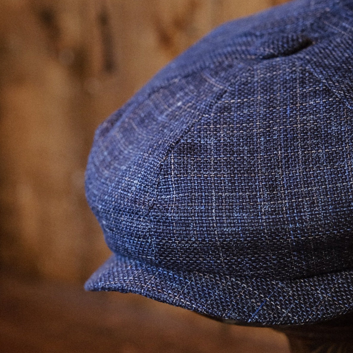 Eight Piece Navy Hopsack Linen Newsboy Cap - Image 6