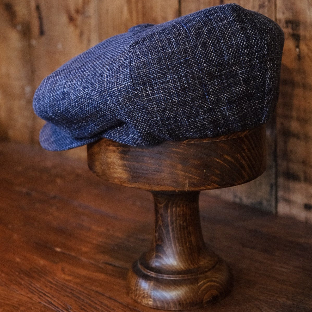 Eight Piece Navy Hopsack Linen Newsboy Cap - Image 4