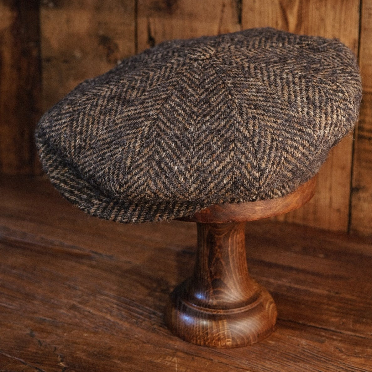 Eight Piece Walnut Herringbone Wool Newsboy Cap - Image 4