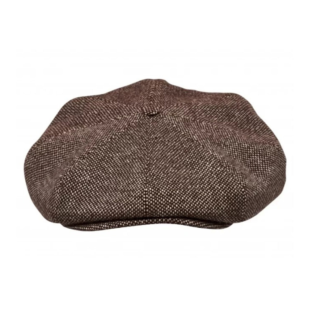Eight Piece Wool Newsboy Cap-Brown Tweed - Image 5