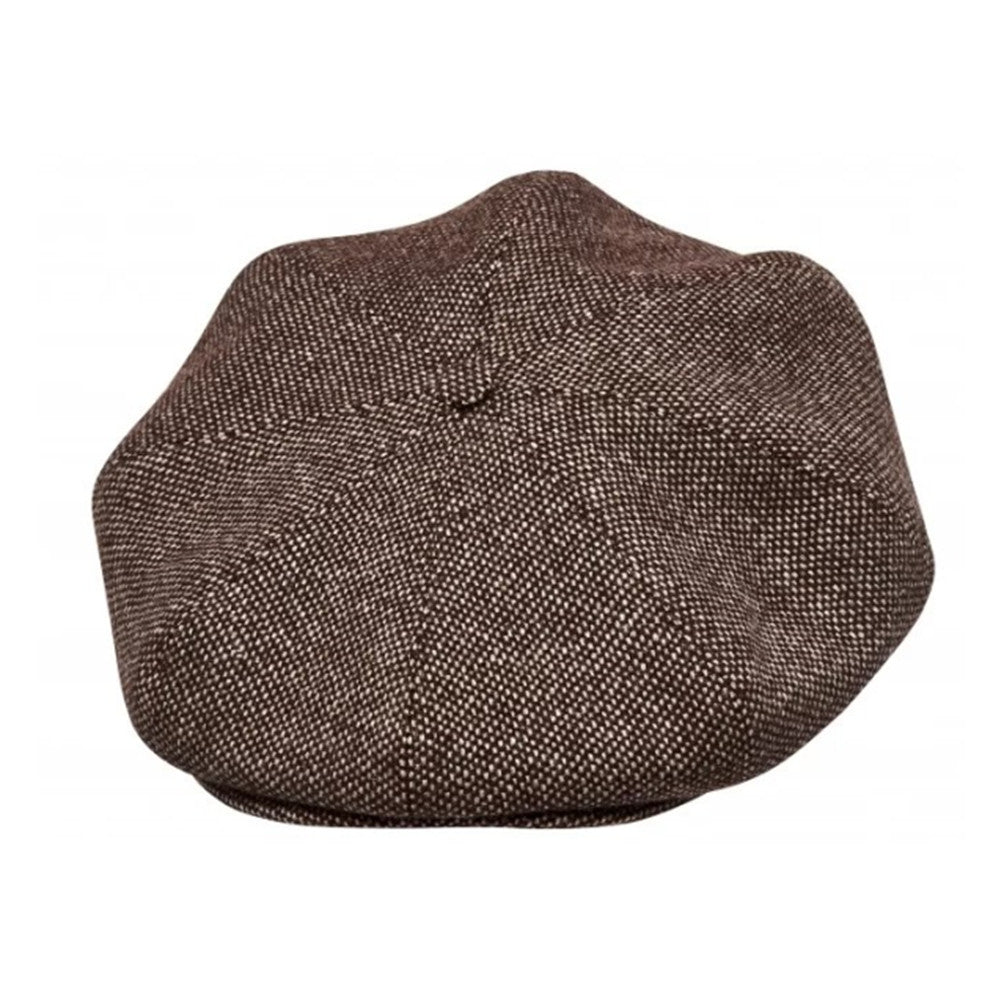 Eight Piece Wool Newsboy Cap-Brown Tweed - Image 4