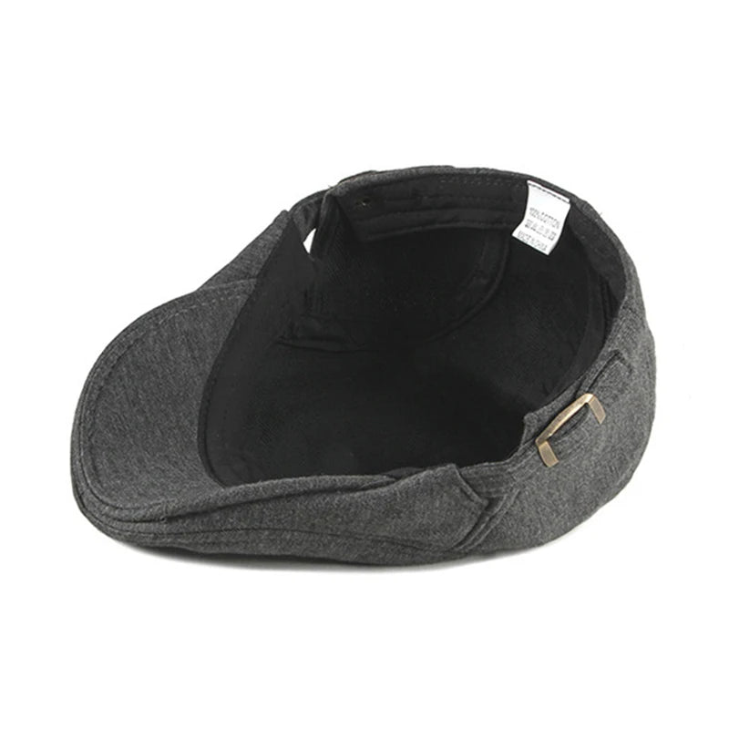 Elegant Solid Color Cotton Flat Cap - Image 7
