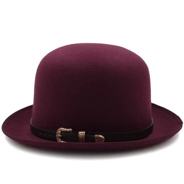 Felt Bowler Hat with Leather Accent - Image 11