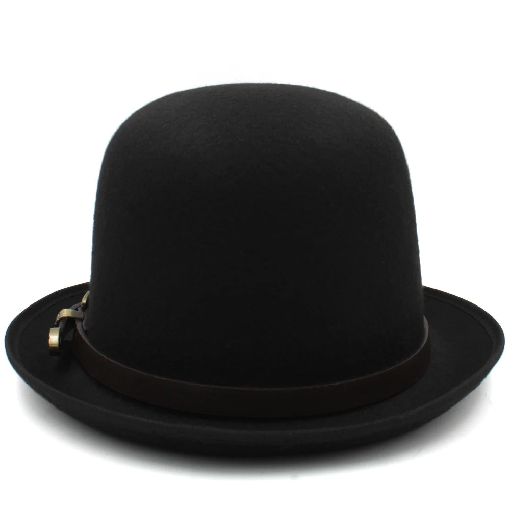 Felt Bowler Hat with Leather Accent - Image 6