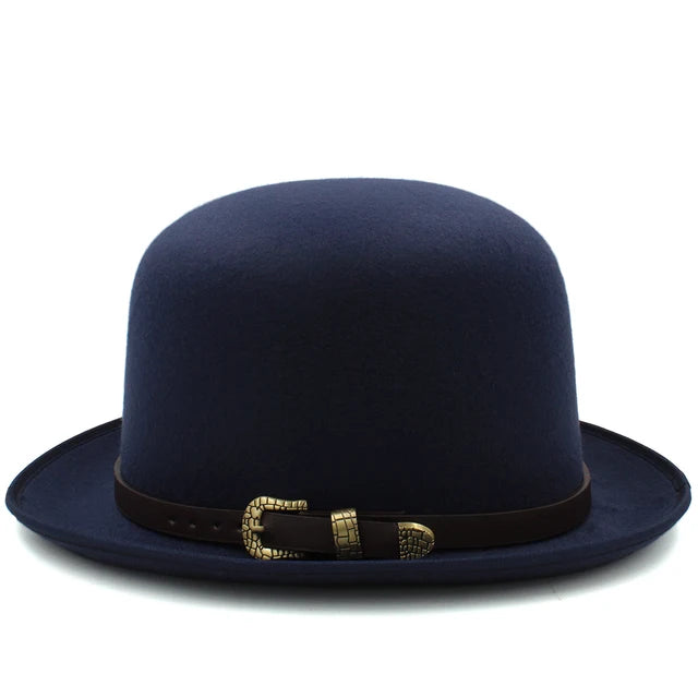 Felt Bowler Hat with Leather Accent - Image 12