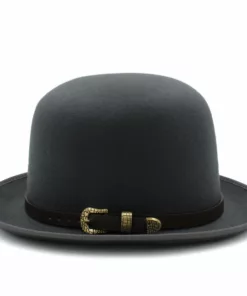 Felt Bowler Hat with Leather Accent