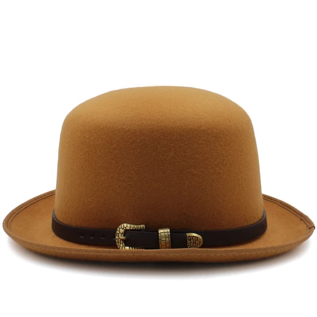 Felt Bowler Hat with Leather Accent - Image 10
