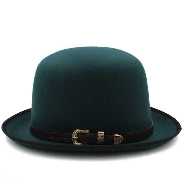 Felt Bowler Hat with Leather Accent - Image 8