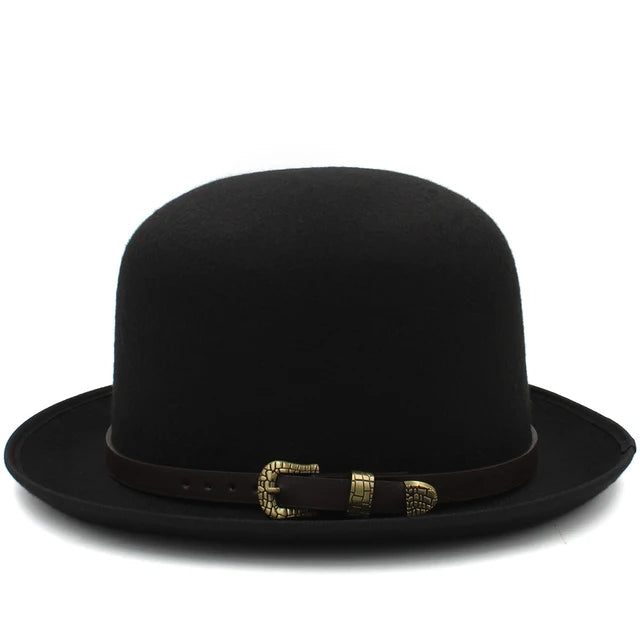 Felt Bowler Hat with Leather Accent - Image 7